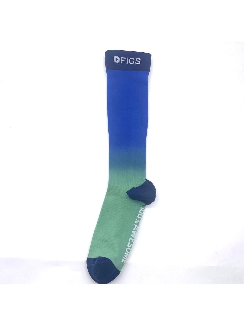 1 Pair FIGS Compression 'Ombre' Blue & Green Socks Size Large